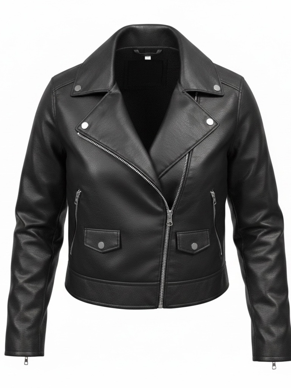 Divided Black Faux Leather Cropped Moto Blazer